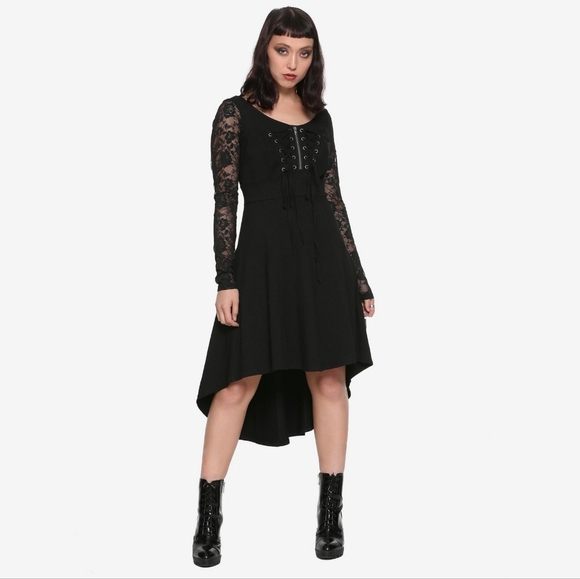 Tripp nyc Dresses & Skirts - Tripp NYC Black Double Corset Hi Low Hem Dress Lace Medium Grunge